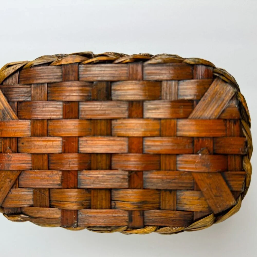 NEW Vintage Bamboo Wicker Hanakago Basket Lackered